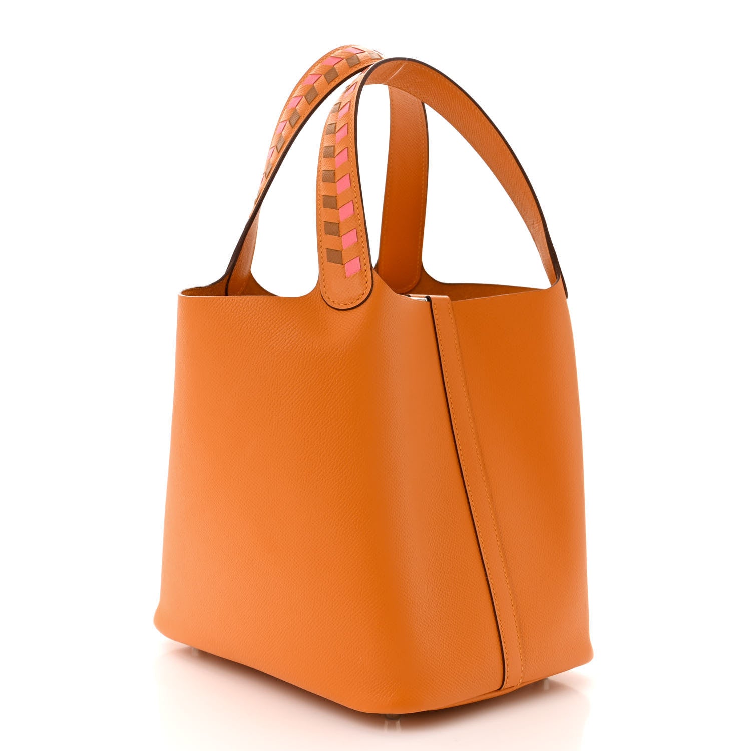 Hermes Epsom Tressage De Cuir Picotin Lock 22 MM Abricot Rose Azalee Gold 3 of 11