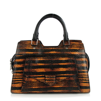Proenza Schouler Striped Snake Calfskin Embossed Small PS13 Satchel Orange Black 1 of 8