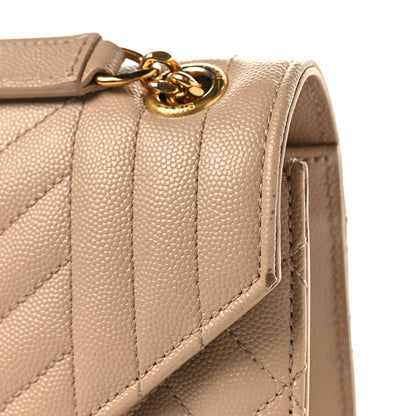 Saint Laurent Grain De Poudre Textured Mixed Matelasse Triquilt Small Monogram Satchel Dark Beige 12 of 12