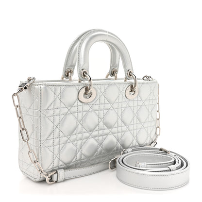 Christian Dior Metallic Lambskin Cannage Medium Lady D-Joy Silver 2 of 11