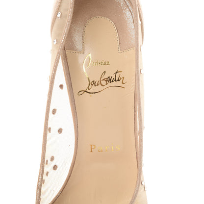 Christian Louboutin Suede Silk Crystal Strass Follies 100 Pumps 37 Light Silk 6 of 10