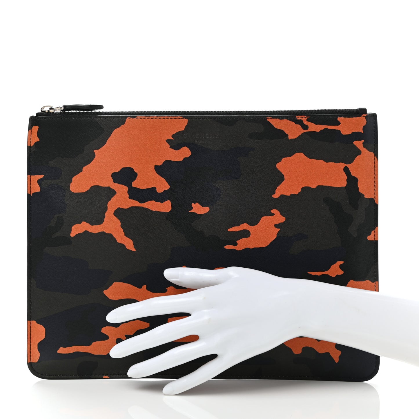 Calfskin Camouflage Print Zip Pouch Multi