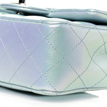 Chanel Iridescent Calfskin Quilted Mini Rectangular Flap Light Blue 10 of 11