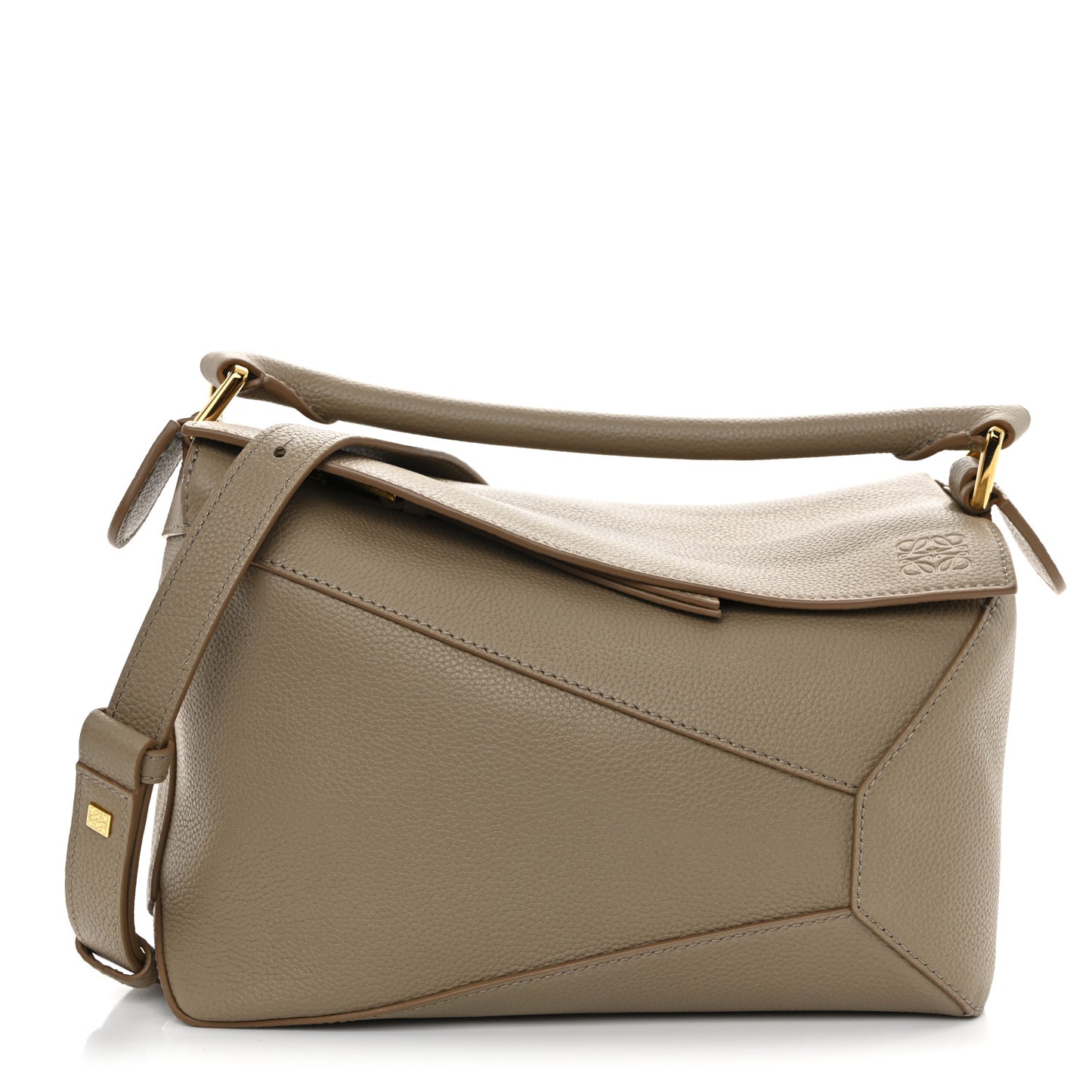 Grained Calfskin Small Puzzle Edge Bag Sand
