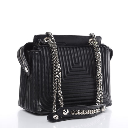 Fendi Shiny Nappa Trapuntata Chain Small DotCom Click Chain Satchel Black 3 of 13