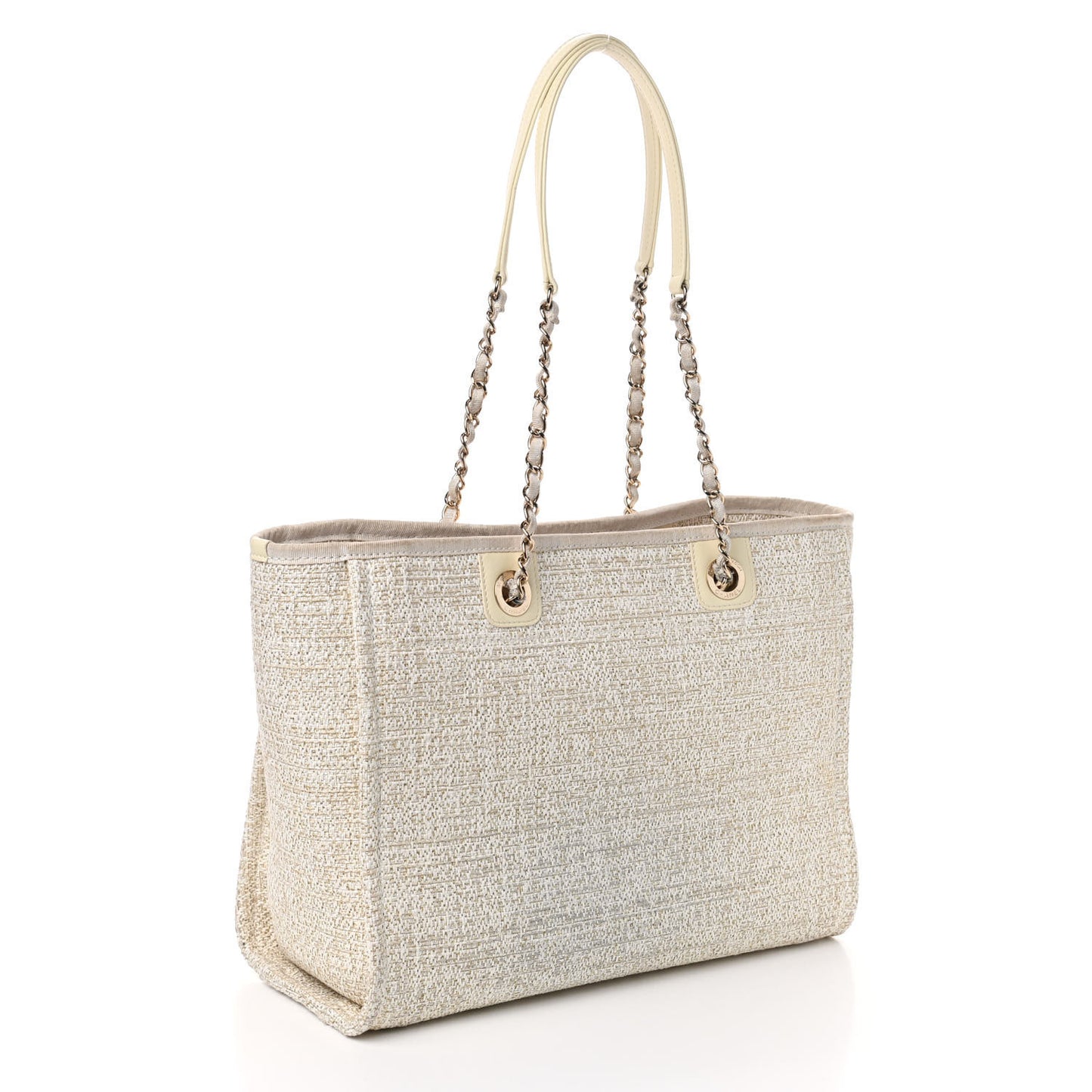 Lurex Boucle Small Deauville Tote Ivory