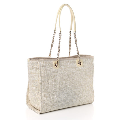 Chanel Lurex Boucle Small Deauville Tote Ivory 3 of 10