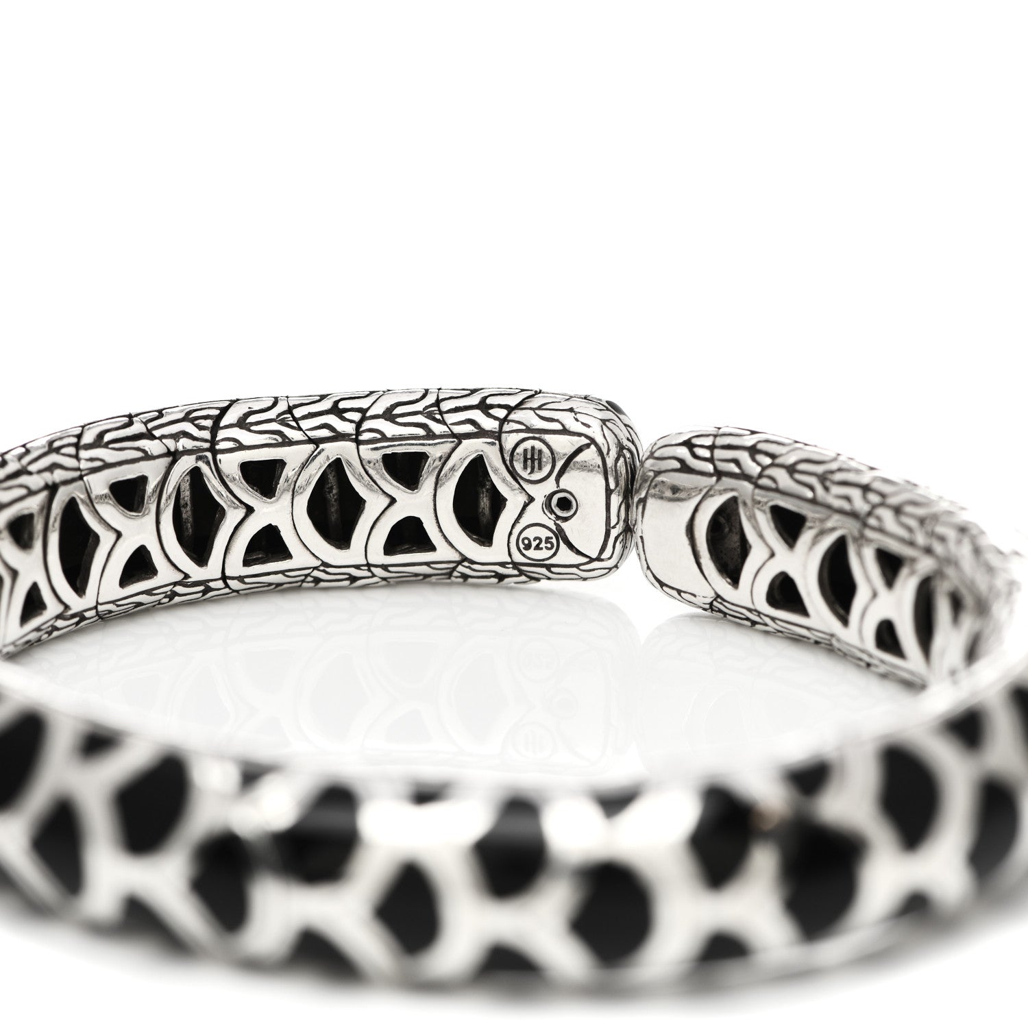 John Hardy Sterling Silver Enamel Slim Flex Naga Cuff Bracelet Black 3 of 3