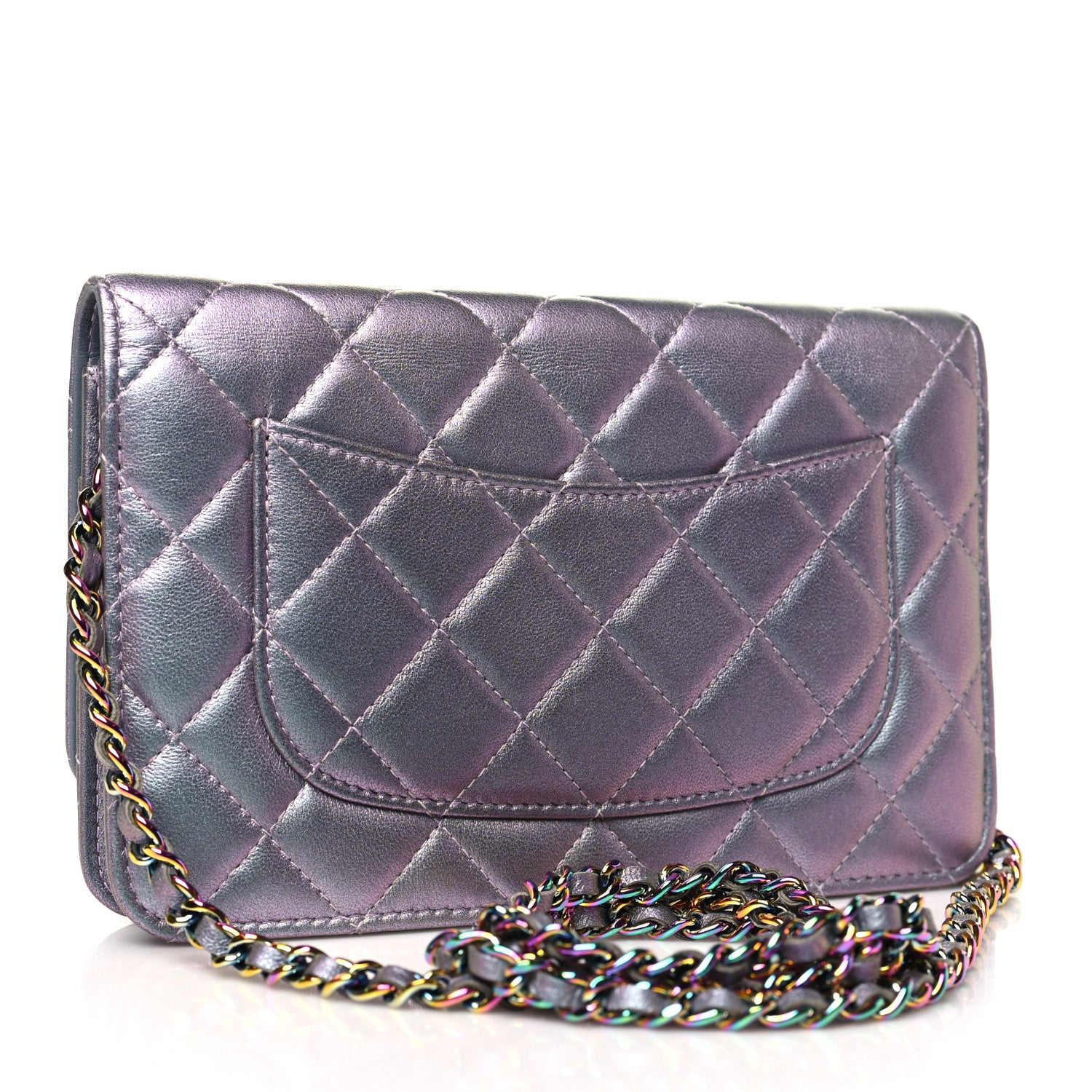Chanel Iridescent Lambskin Quilted Reissue Wallet On Chain WOC Light Purple 3 of 11