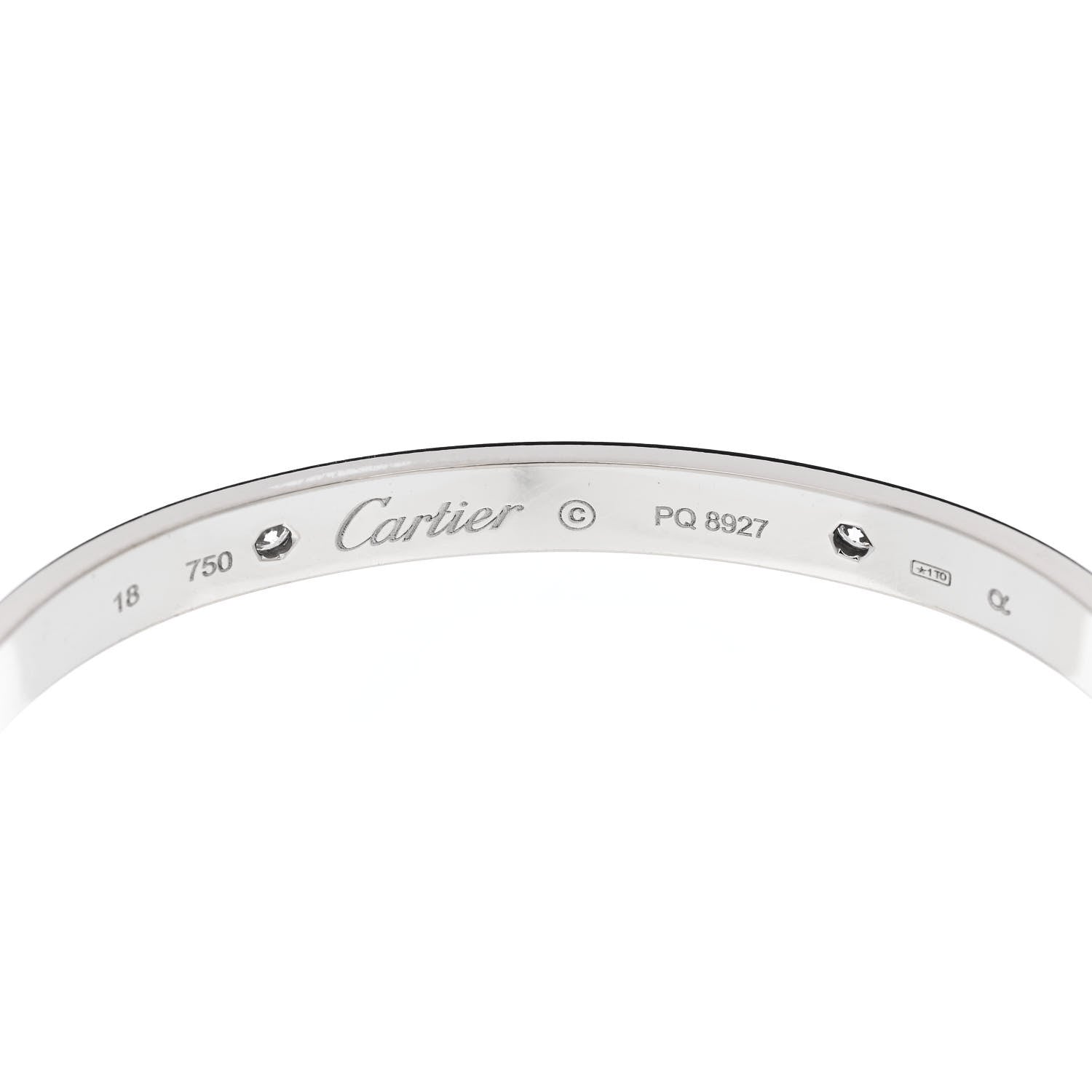Cartier 18K White Gold 4 Diamond Love Bracelet 18 6 of 9