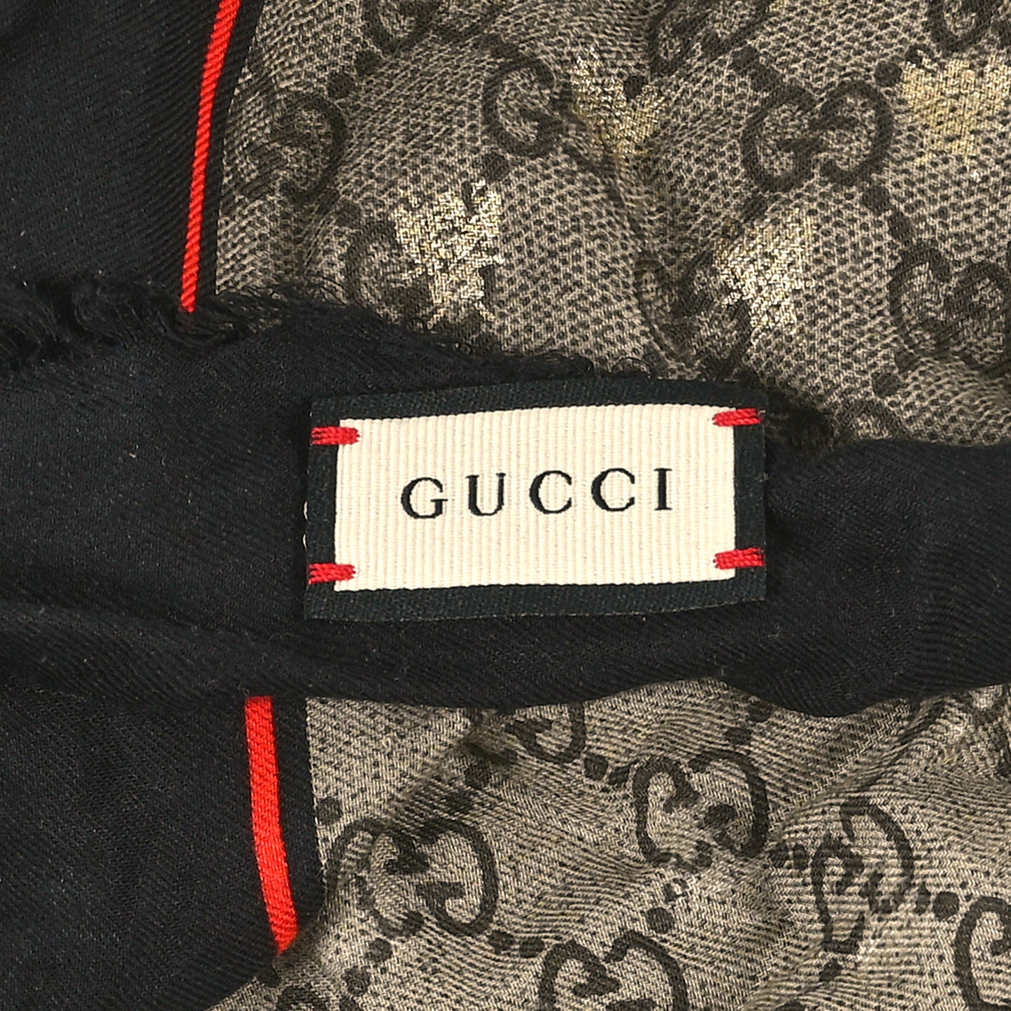 Modal Silk GG Monogram Big Bee GG Shawl Black Red