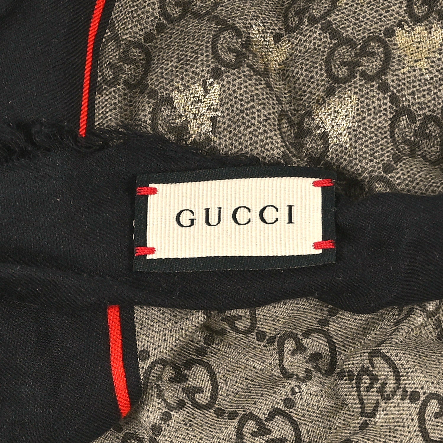 Gucci Modal Silk GG Monogram Big Bee GG Shawl Black Red 3 of 3
