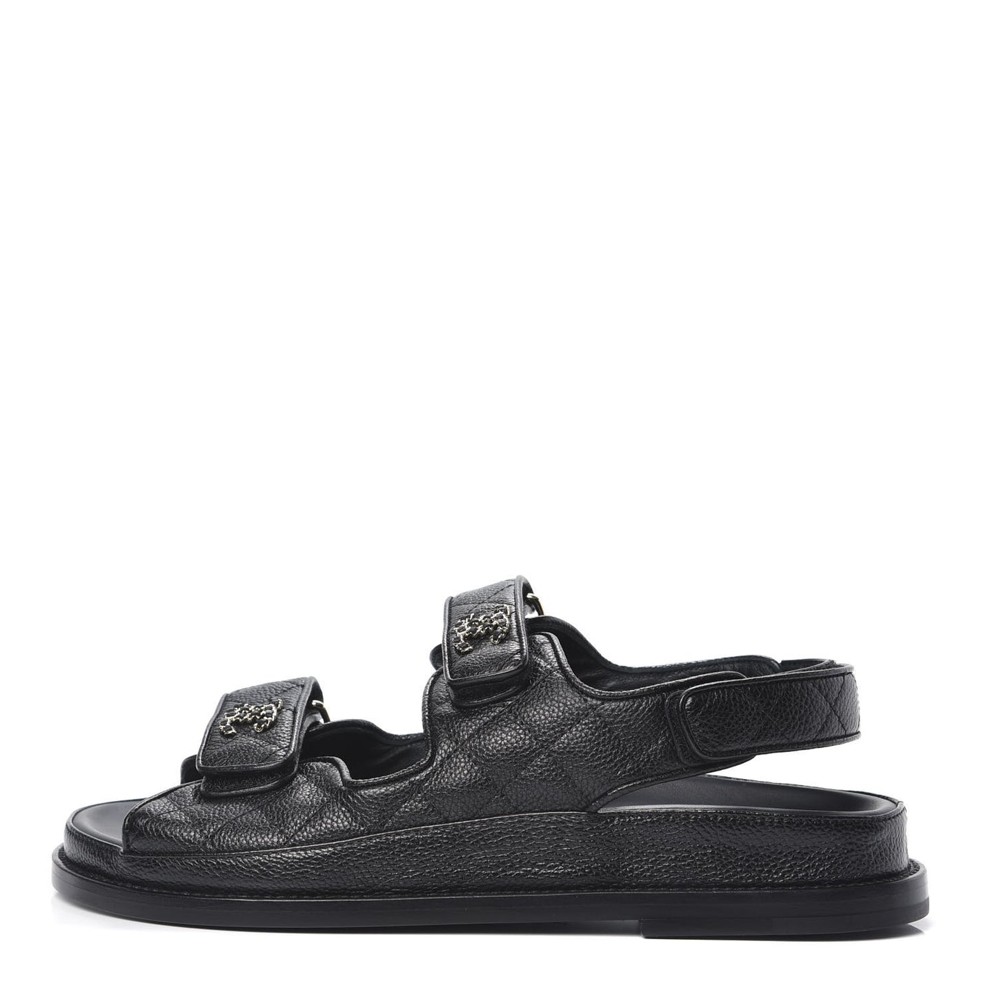 Grained Calfskin Velcro Dad Sandals 37.5 Black
