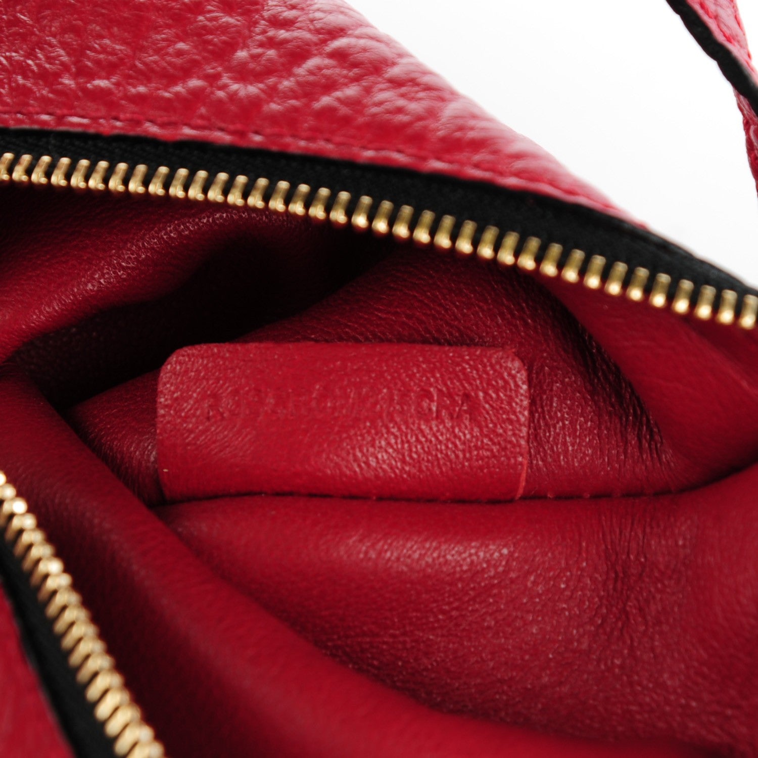 Burberry Signature Grain Calfskin Check Embossed Small The Canter Tote Military Red 9 of 9