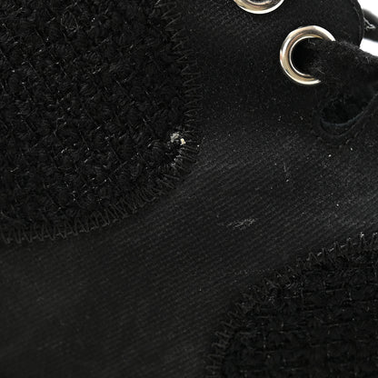 Chanel Tweed Patent Calfskin Sneaker High Boots 38.5 Black 9 of 10
