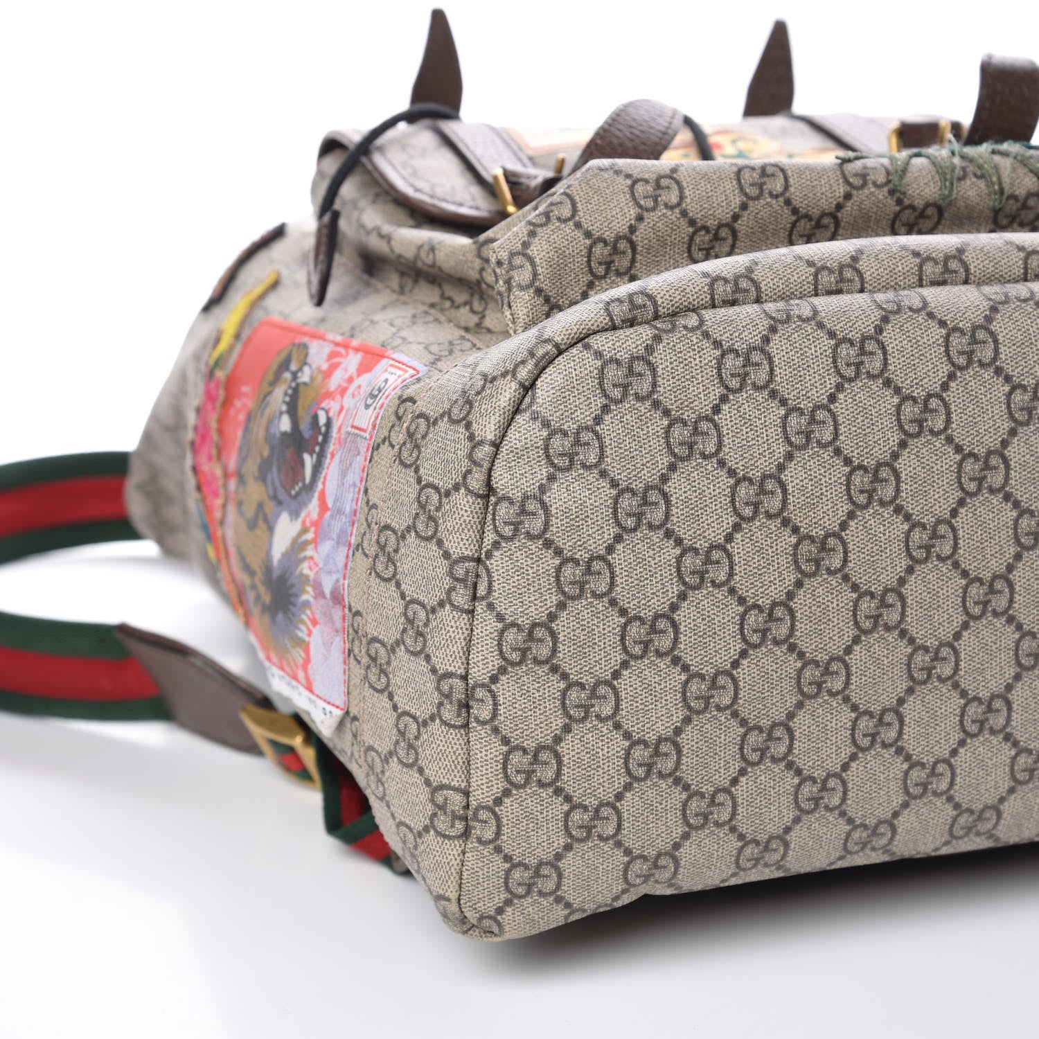 Gucci Soft GG Supreme Monogram Courrier Web Double Buckle Backpack Beige New Acero 8 of 10