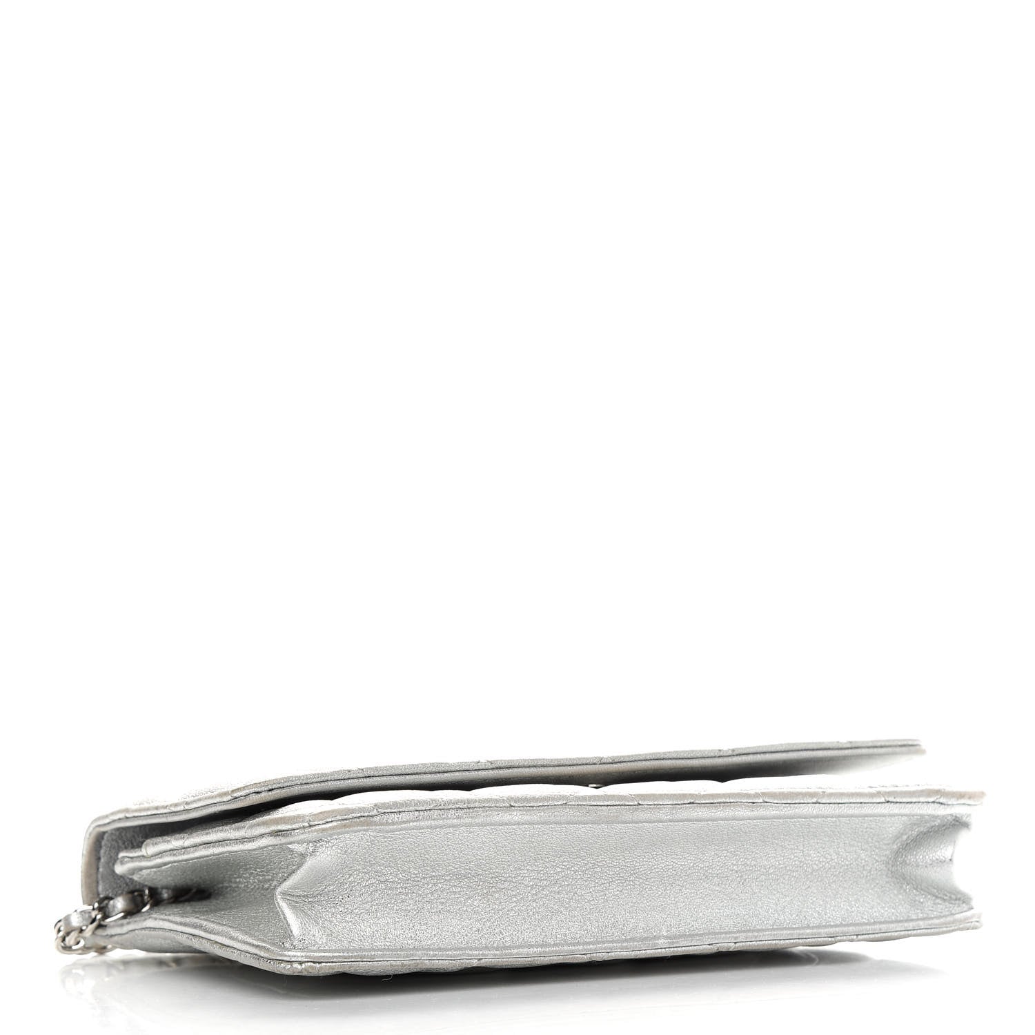 Chanel Metallic Lambskin Quilted Wallet On Chain WOC Silver 3 of 13