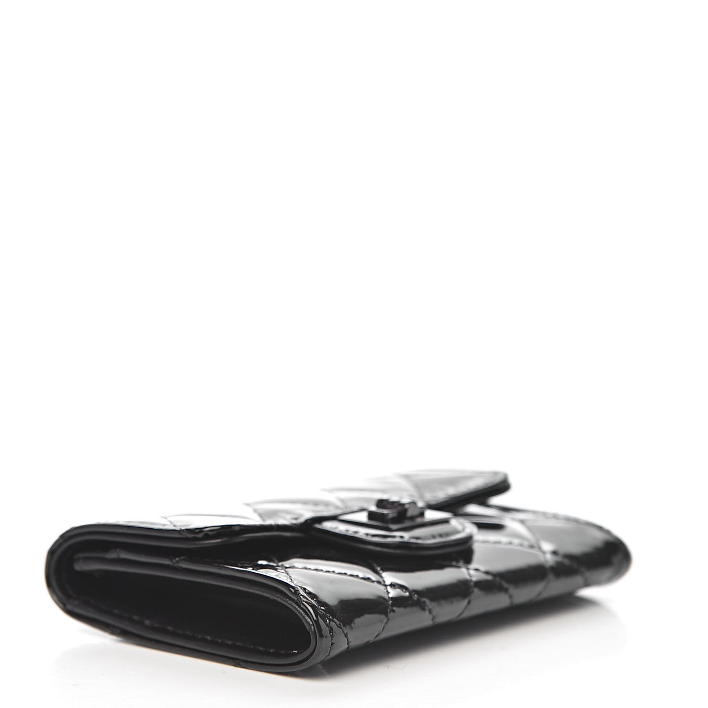 Patent Quilted Reissue Flap Card Holder So Black