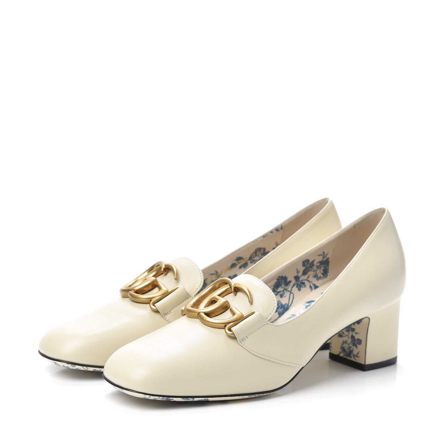 Gucci Malaga Kid GG Victoire 55mm Loafer Pumps 39.5 Vintage White 3 of 7