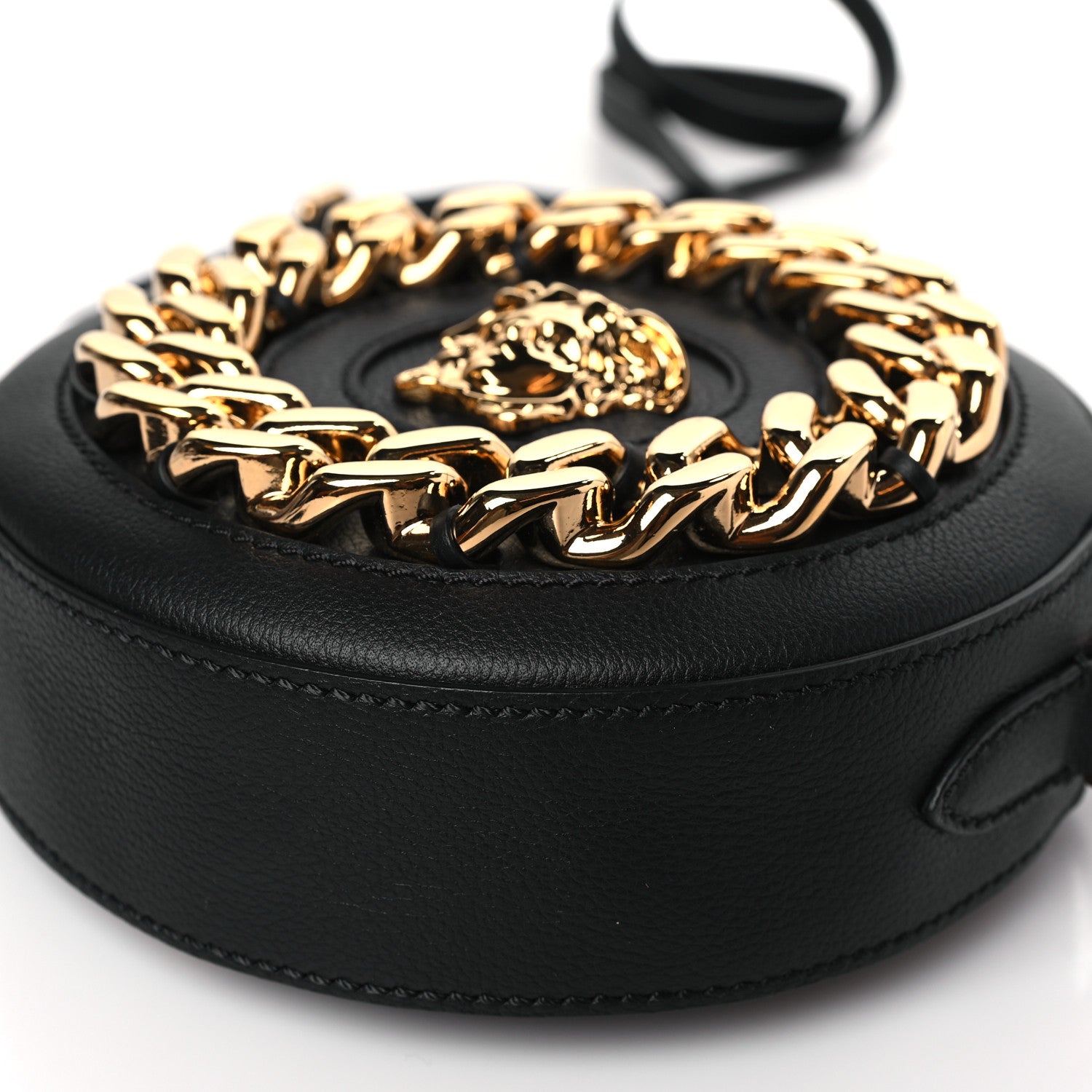 Versace Calfskin Mini La Medusa Chain Round Crossbody Bag Black 8 of 8