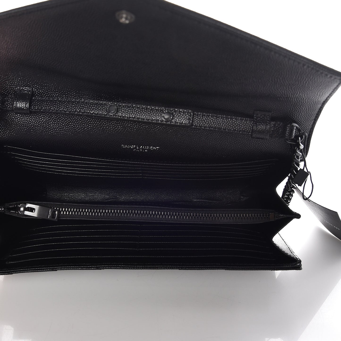 Grain De Poudre Matelasse Chevron Monogram Chain Wallet Black