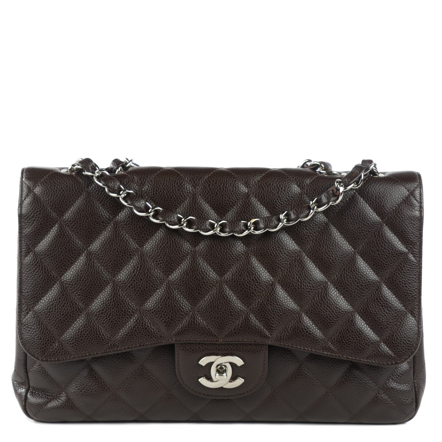 Chanel Caviar Quilted Jumbo Single Flap Dark Brown 2 of 16