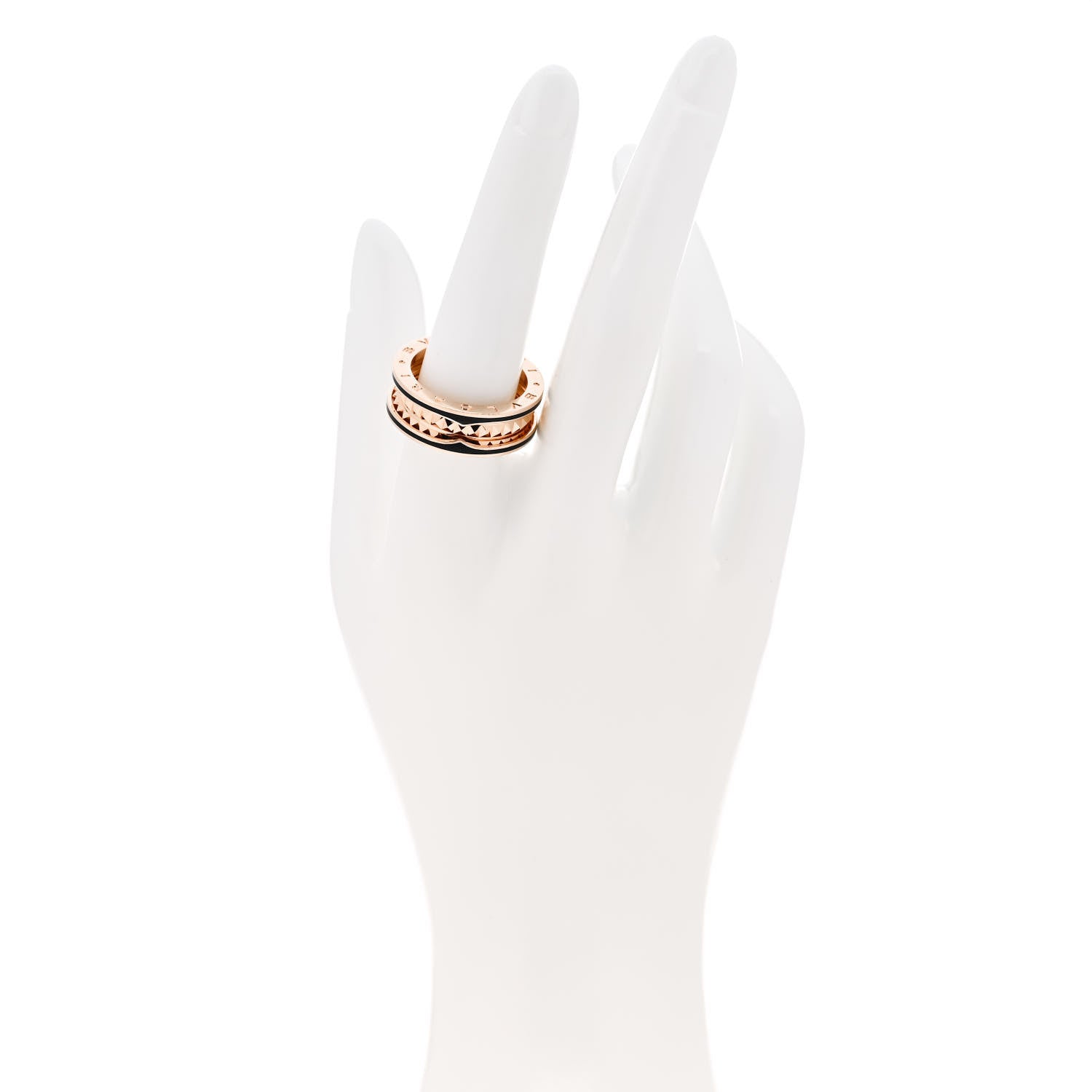 Bulgari 18K Rose Gold Black Ceramic B.Zero1 Rock Two-Band Ring 59 8.75 2 of 6