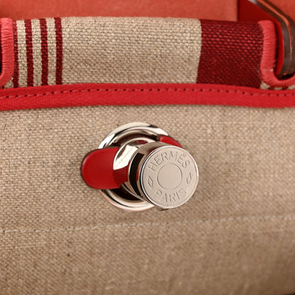 Hermes Vache Hunter Toile H Vibration Herbag a Dos Retourne Backpack Bordeaux Ficelle Rouge Piment 9 of 13