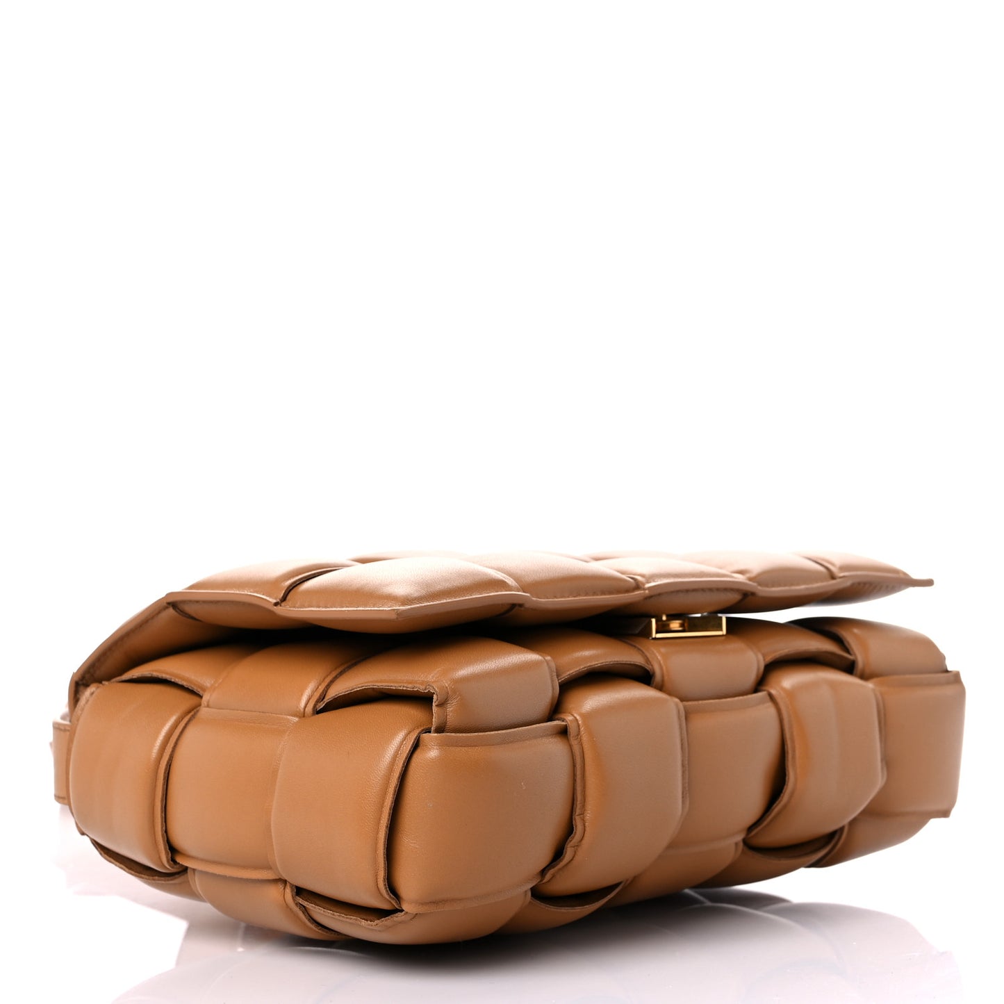 Nappa Maxi Intreccio Padded Cassette Crossbody Bag Caramel