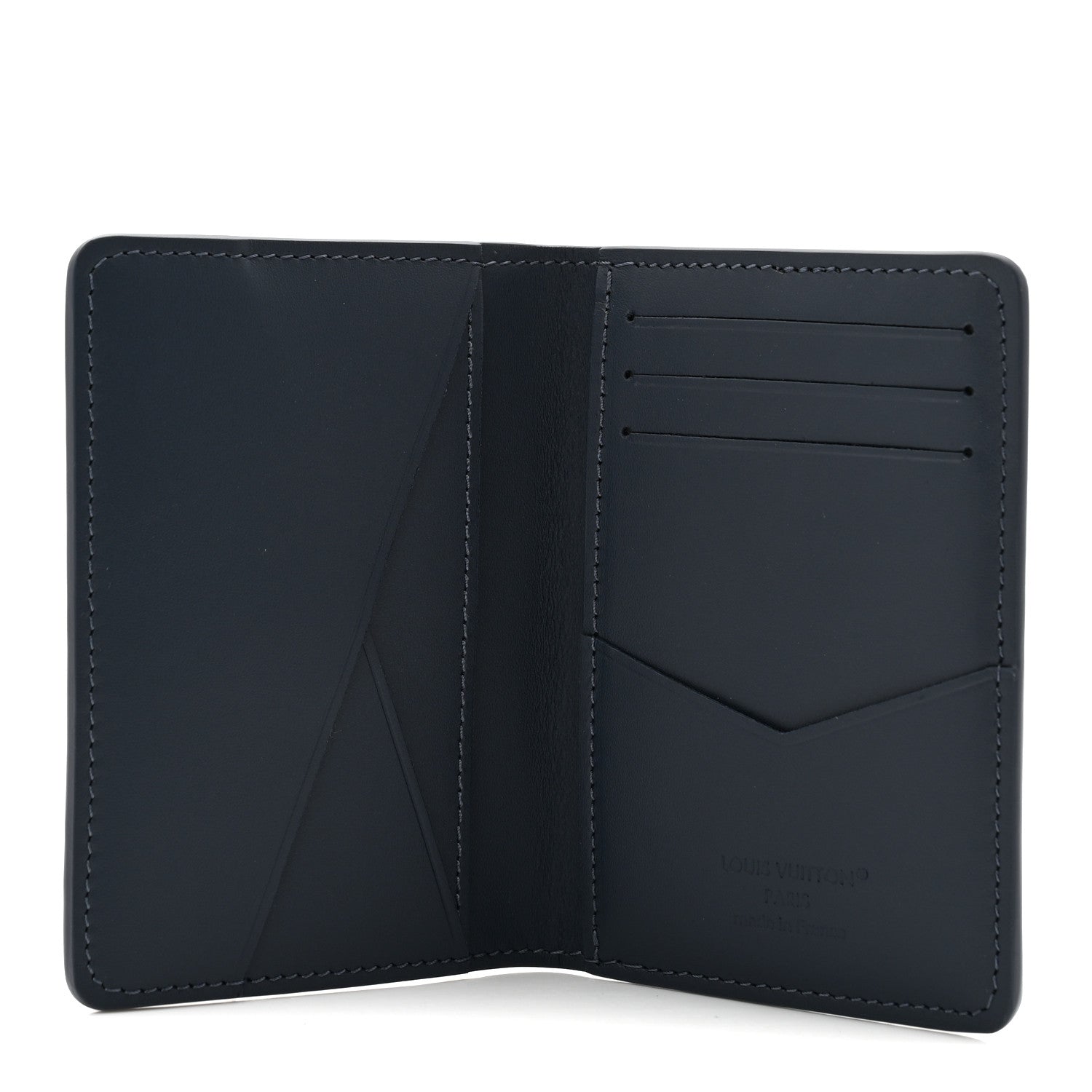 Louis Vuitton Calfskin Monogram Shadow Pocket Organizer Navy Blue White 5 of 7