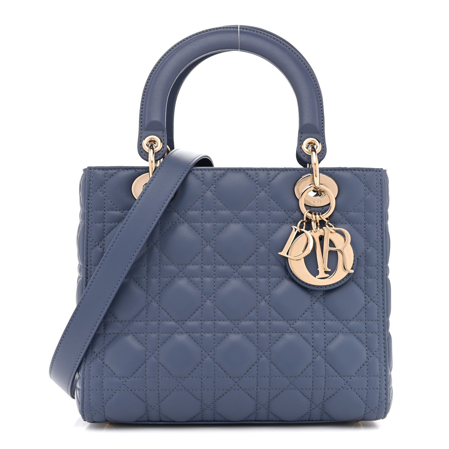 Christian Dior Lambskin Cannage Medium Lady Dior Denim Blue 1 of 13