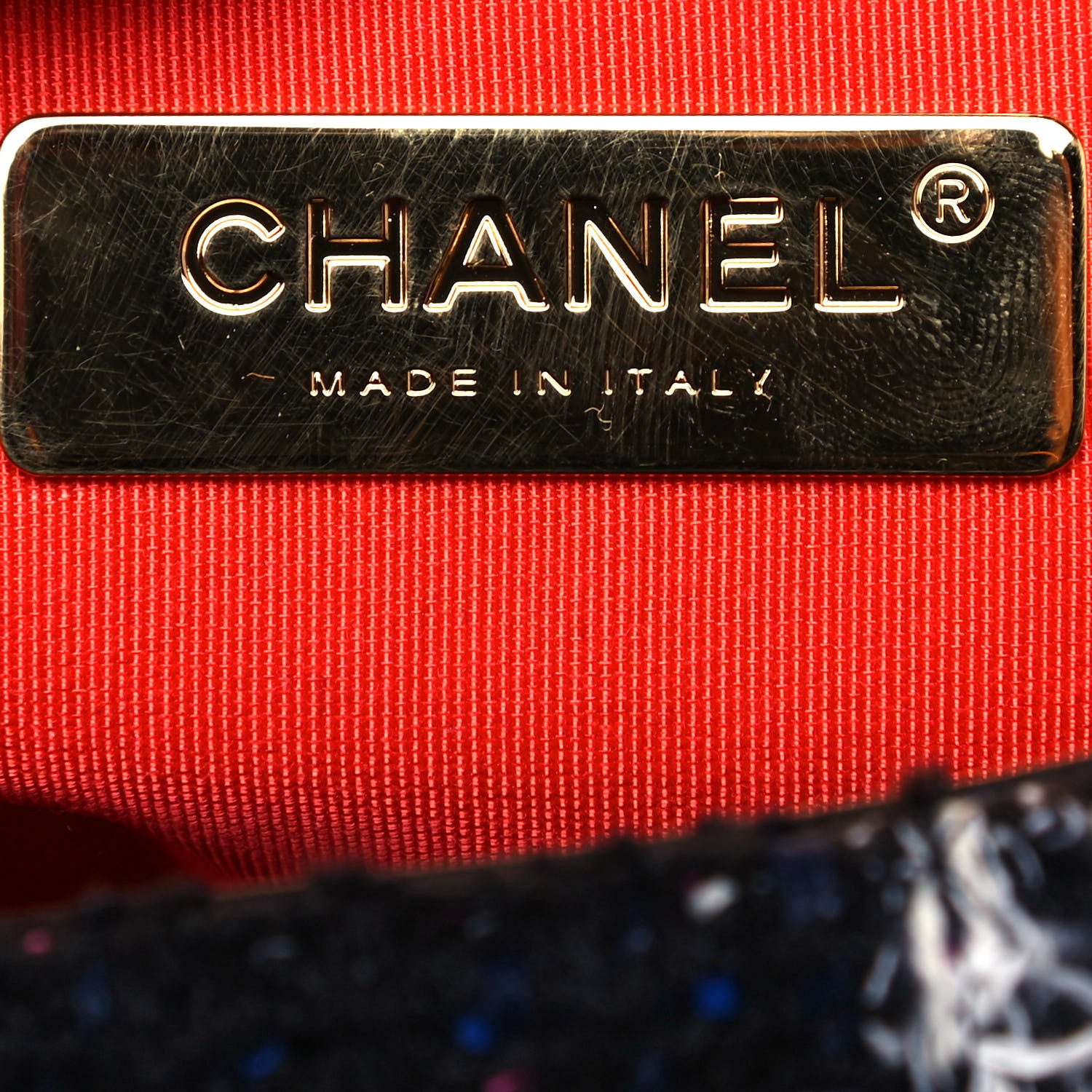 Chanel Tweed Quilted Large Chanel 19 Flap Black Orange Blue 5 of 12
