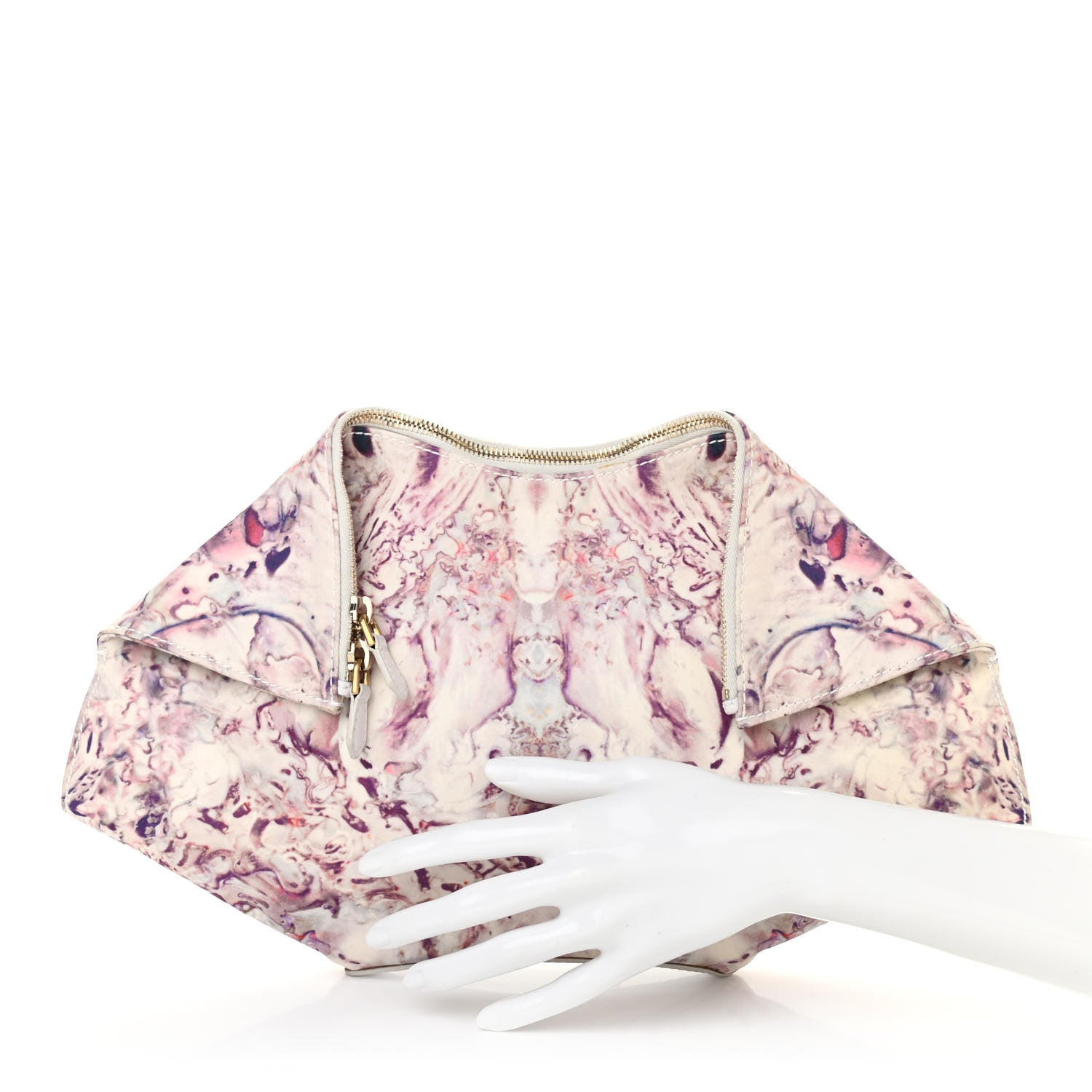Alexander McQueen Silk Print De Manta Clutch Purple Blush 2 of 9