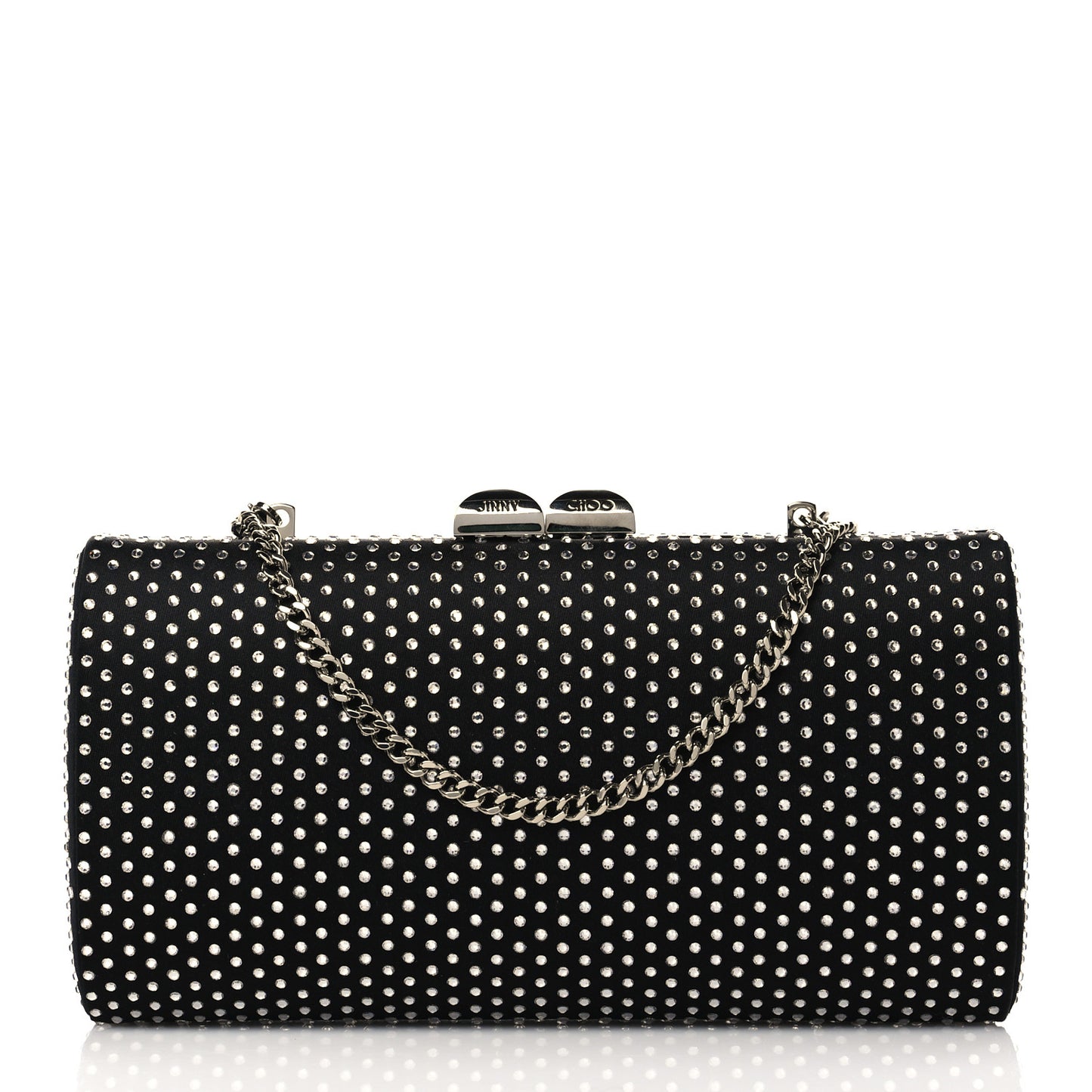 Satin Crystal Karlie Clutch Black