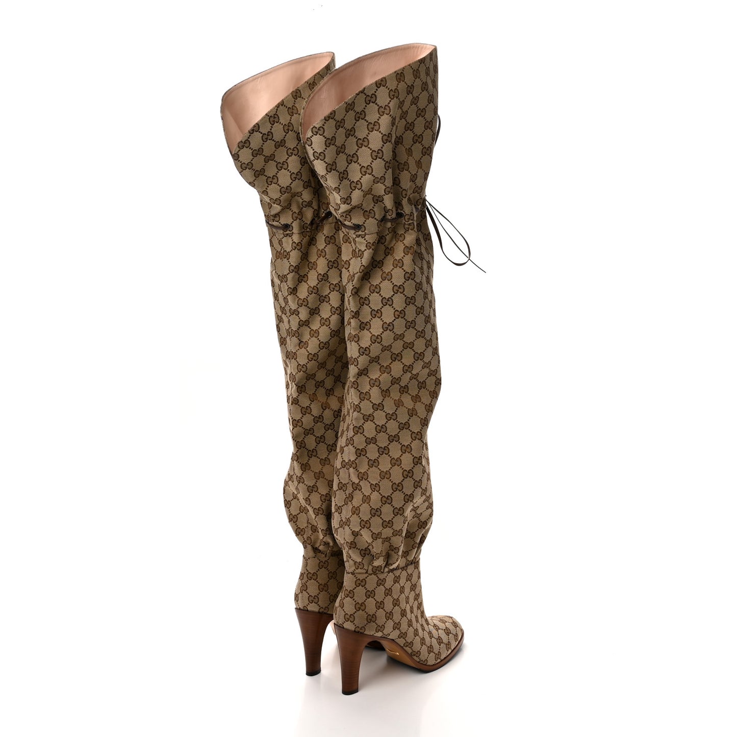 Monogram Over the Knee Boots 42 Beige Ebony