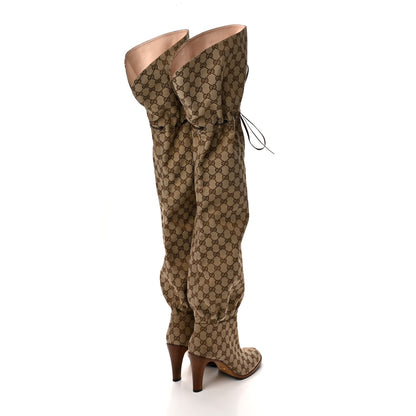 Gucci Monogram Over the Knee Boots 42 Beige Ebony 4 of 10