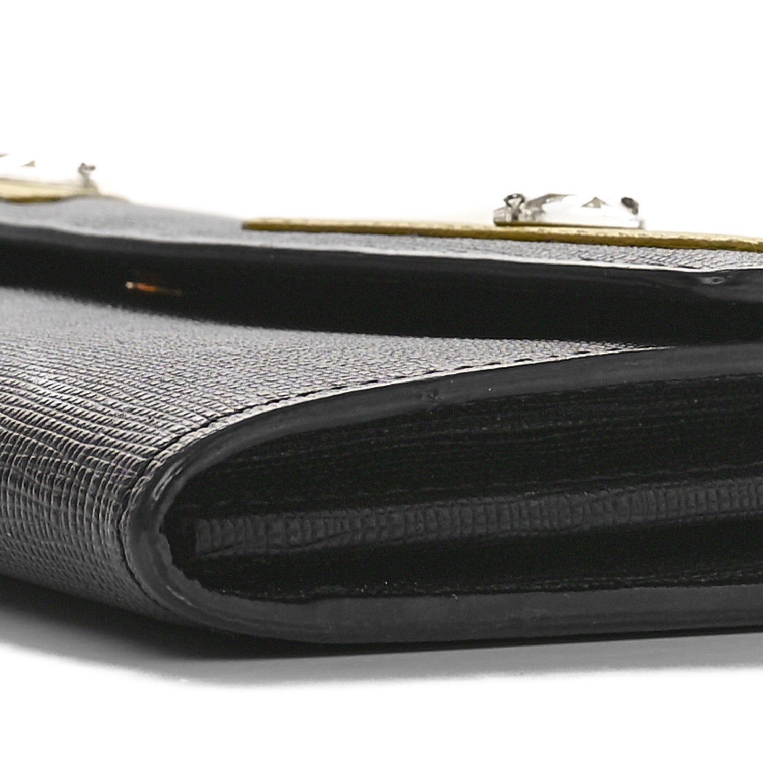 Fendi Vitello Elite Crystal Monster Eyes Simply Continental Wallet Black Cedro 9 of 10