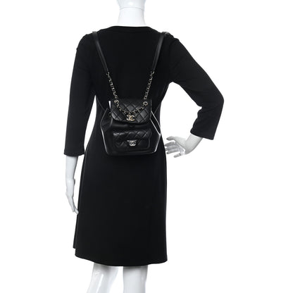 Chanel Lambskin Quilted Small Duma Drawstring Backpack Black 2 of 9