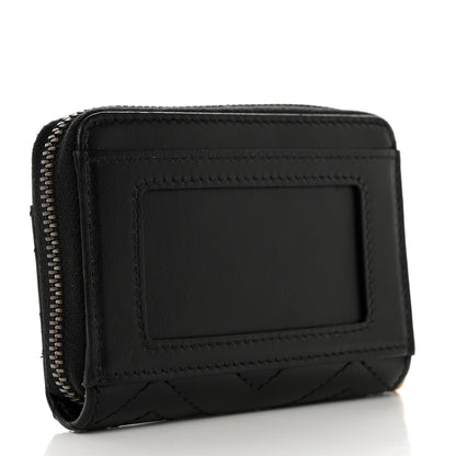 Gucci Calfskin Matelasse GG Marmont Zip Around Card Case Black 3 of 8