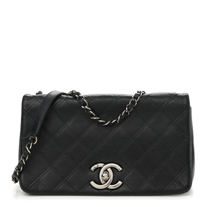 Chanel Lambskin Diamond Stitched CC Flap Shoulder Bag Black 1 of 11