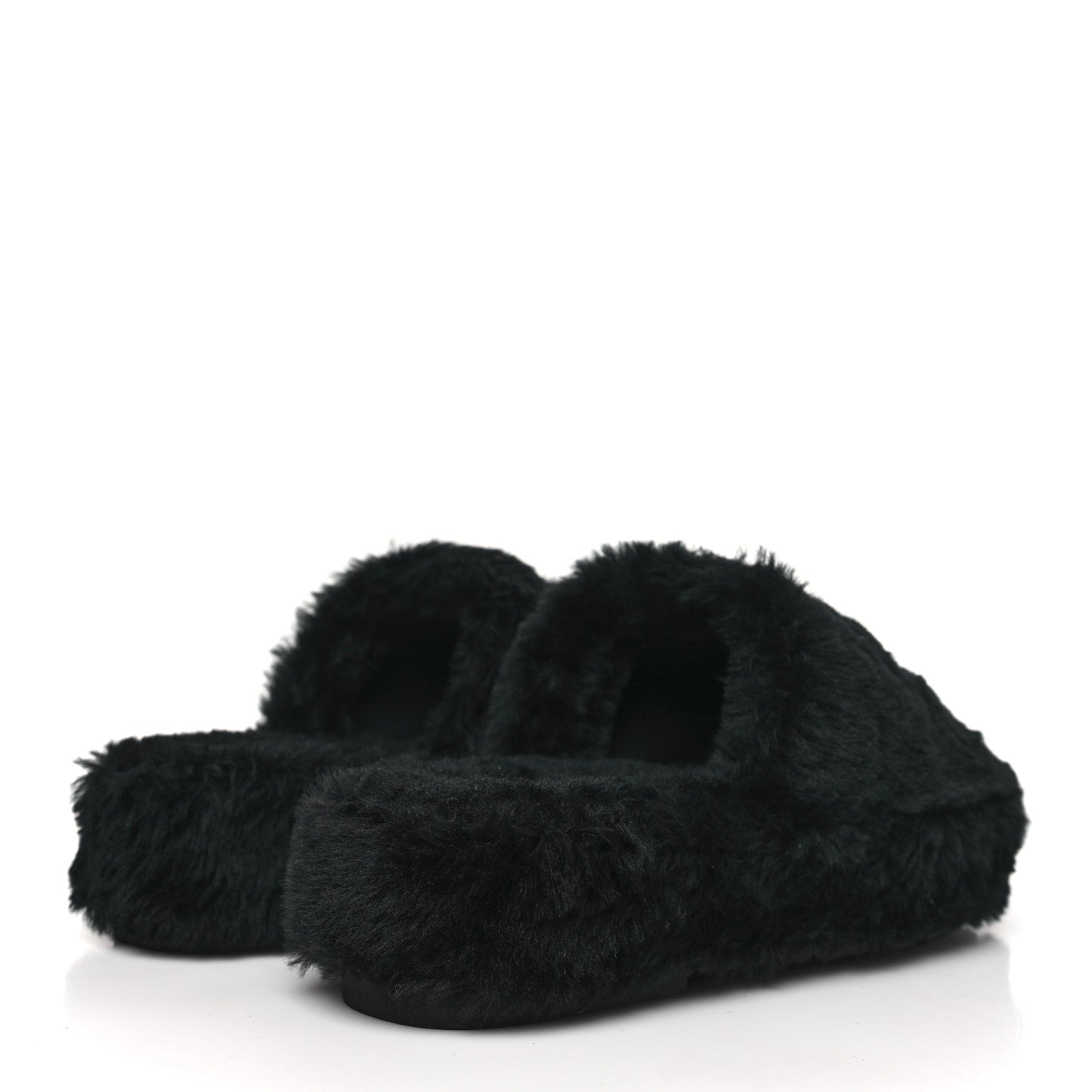 Shearling CC Flat Mules 37 Black