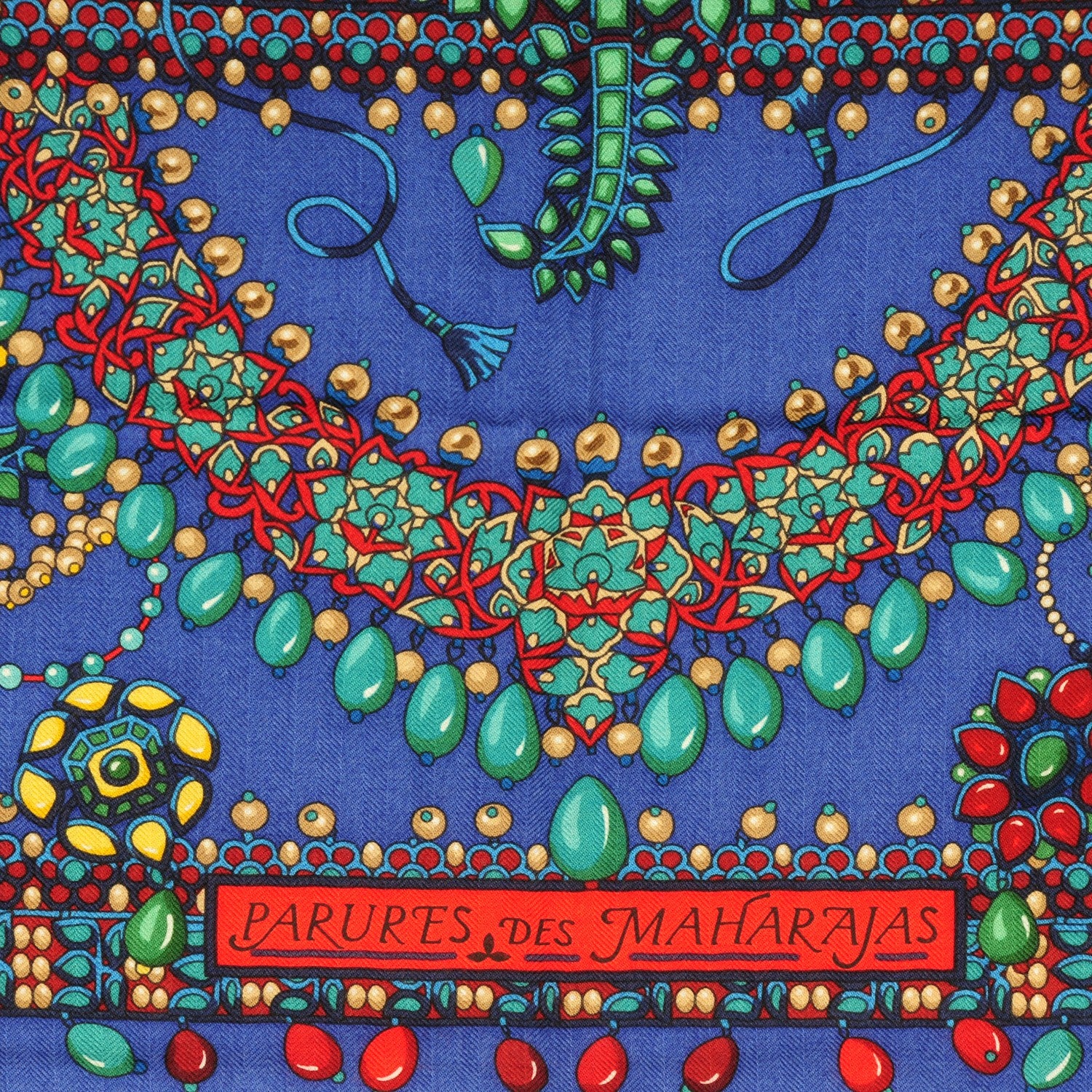 Hermes Cashmere Silk Parures Des Maharajas Shawl 140 Iris Rouge Petrole 3 of 7