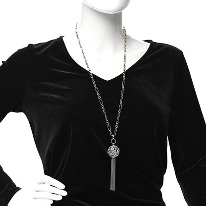 David Yurman Sterling Silver Diamond Tapestry Tassel Necklace 2 of 4