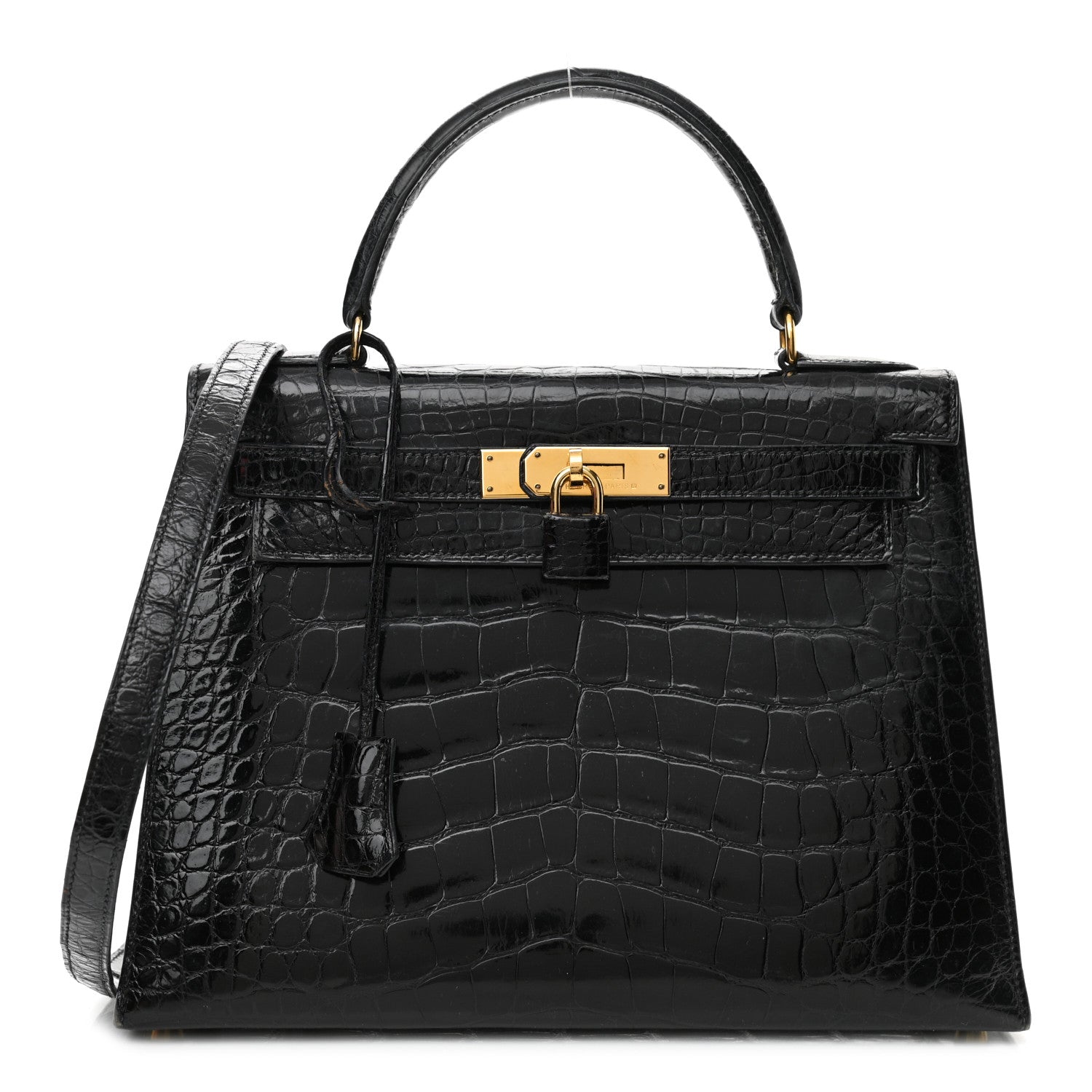 Hermes Shiny Alligator Kelly Sellier 28 Black 1 of 19