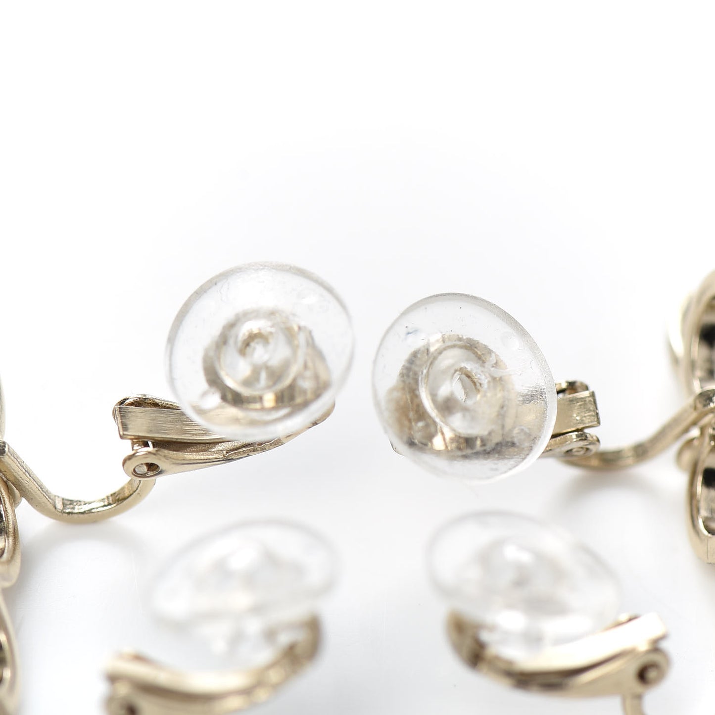 Metal Pearl CC Coco Climber Clip On Earrings Gold