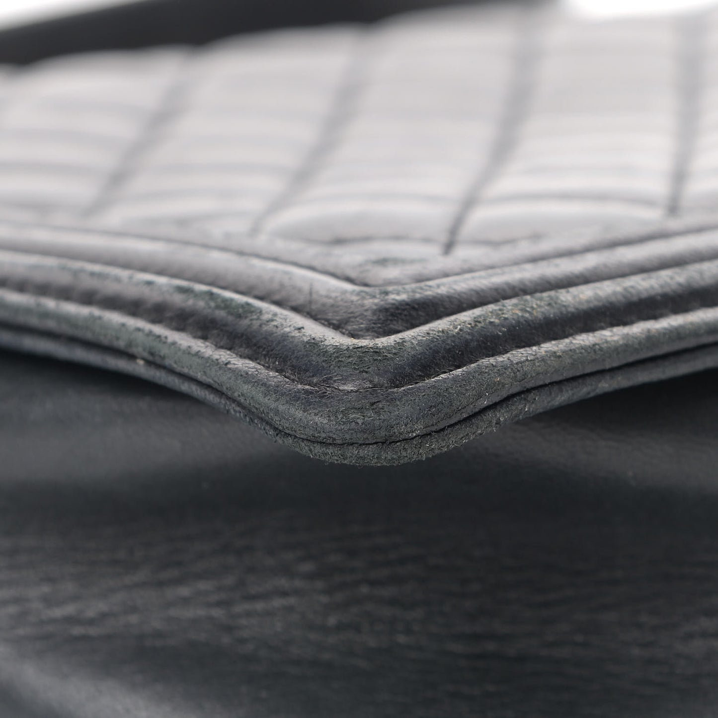 Lambskin Quilted Large Boy Flap Black