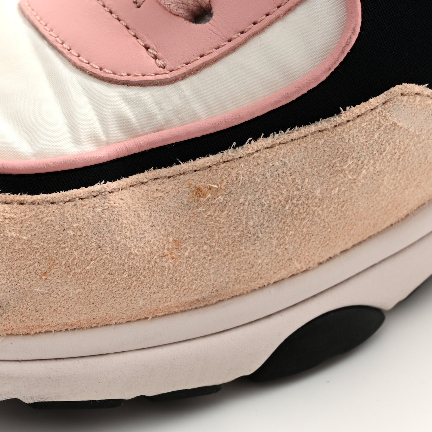 Nylon Lambskin Suede Calfskin CC Sneakers 40 Pink White Black