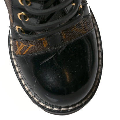 Louis Vuitton Patent Calfskin Monogram Star Trail Ankle Boots 37 Black 10 of 11