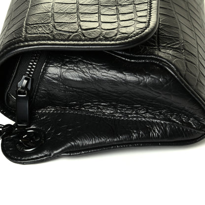 Saint Laurent Crocodile Embossed Calfskin Matelasse Monogram Baby Niki Shoulder Belt Bag Black 6 of 6