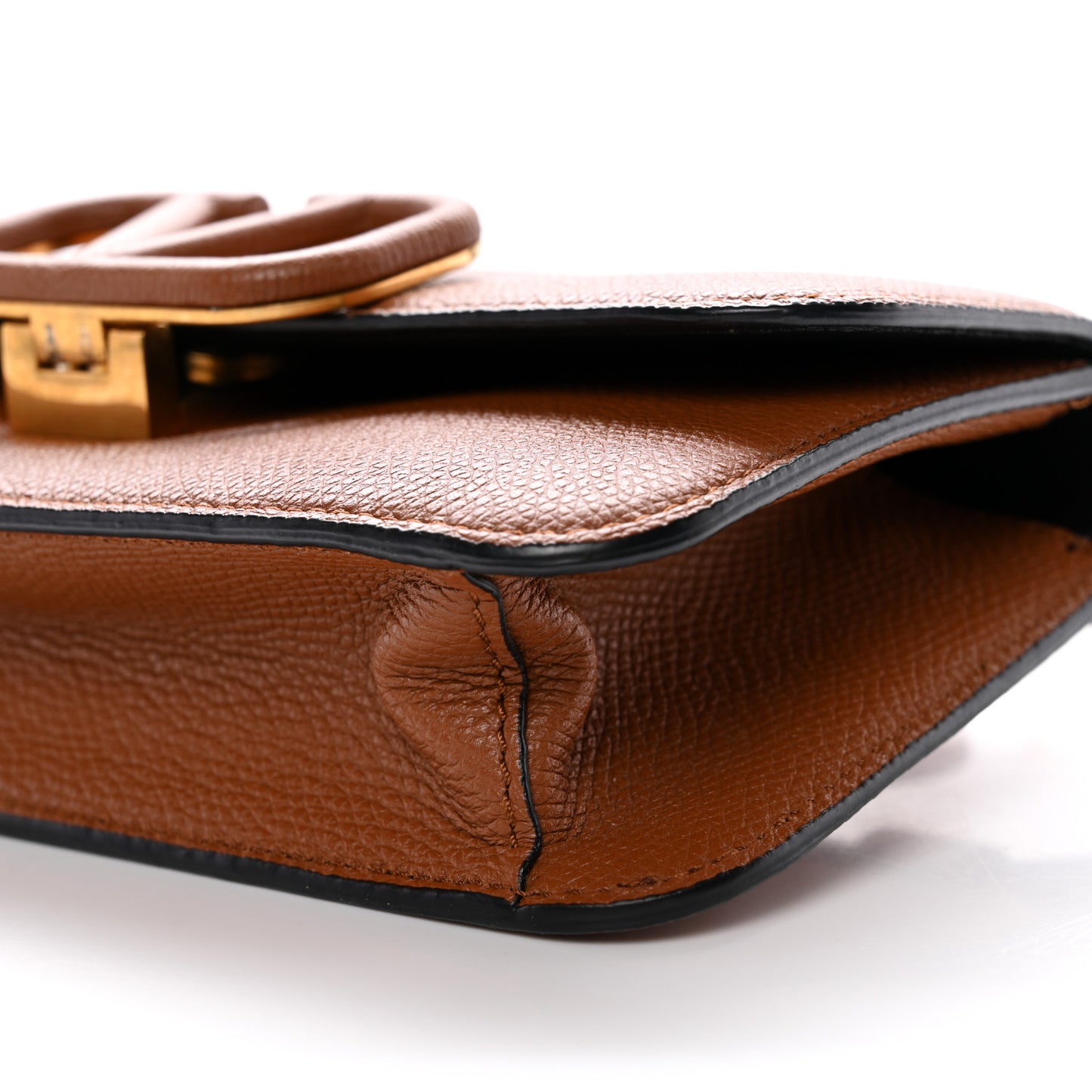 Grainy Calfskin VSling Belt Bag Saddle Brown